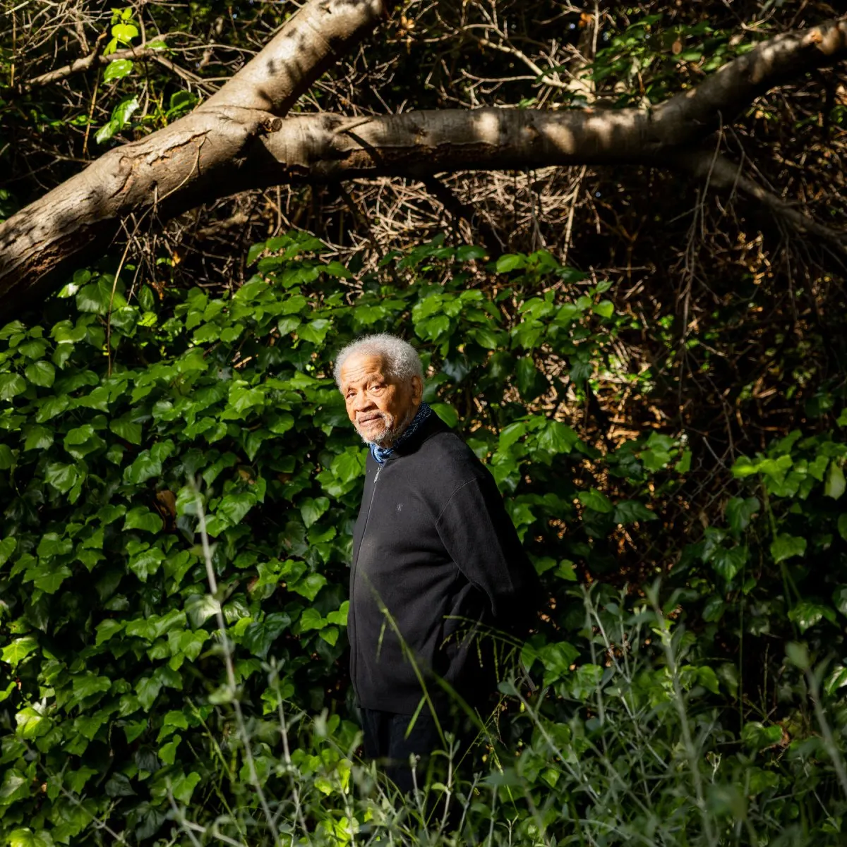 Playwright Ishmael Reed writing a play about Elon Musk