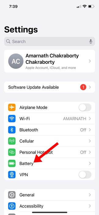 The iPhone Battery Usage settings screen displays app energy consumption and background refresh controls.