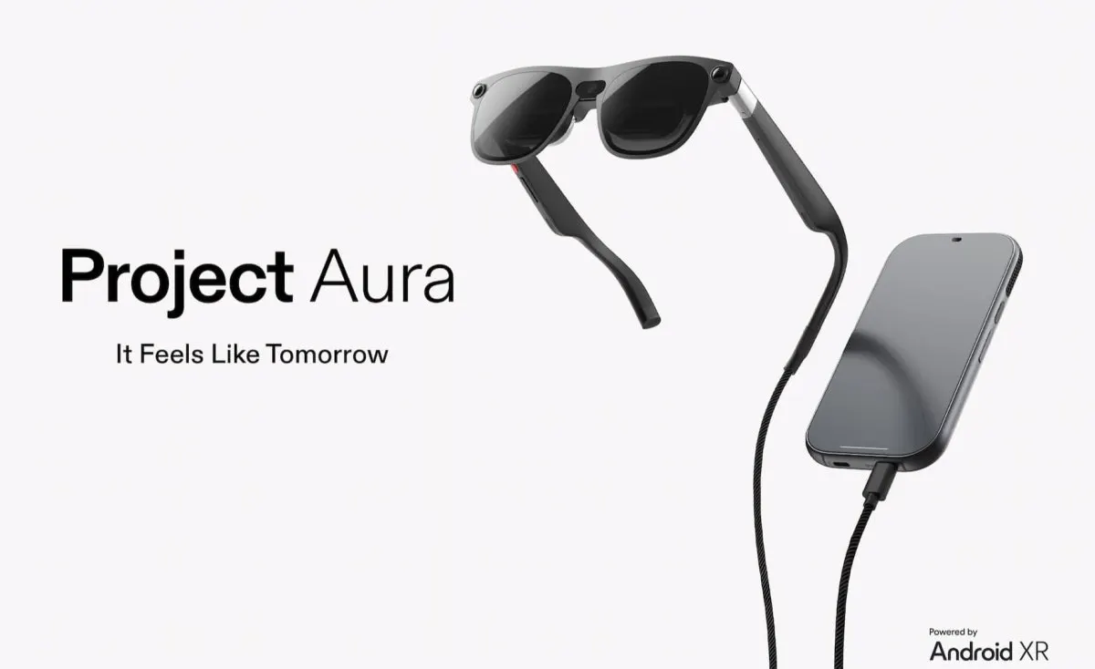 Project Aura smart glasses feature a lightweight frame designed for Android XR.