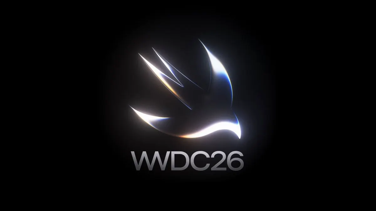 Apple WWDC 2026 keynote stage displays the iOS 27 developer guide and SDK updates.