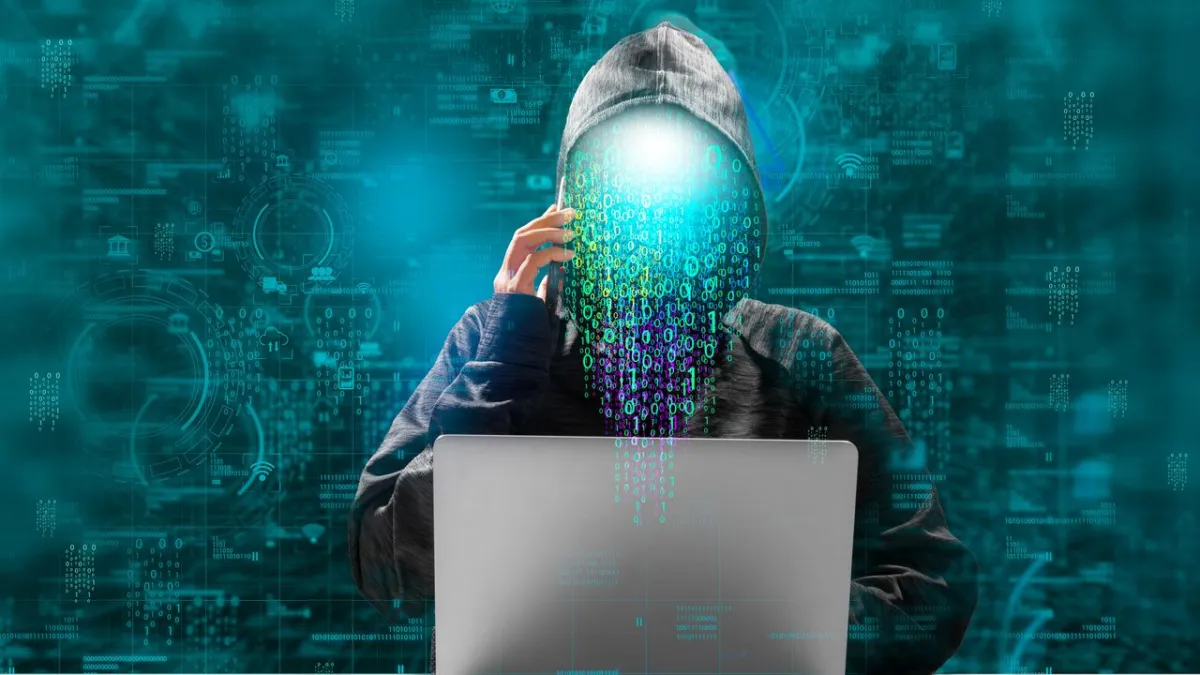 This illustration depicts a major data breach at Charter Communications linked to the ShinyHunters threat group.