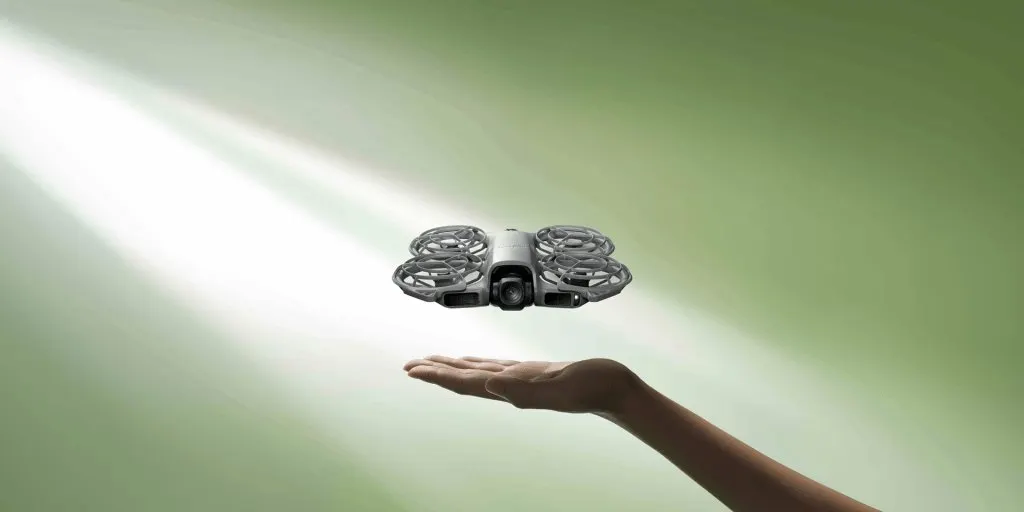 The DJI Neo 2 drone features a 151 gram frame and omnidirectional obstacle avoidance sensors.