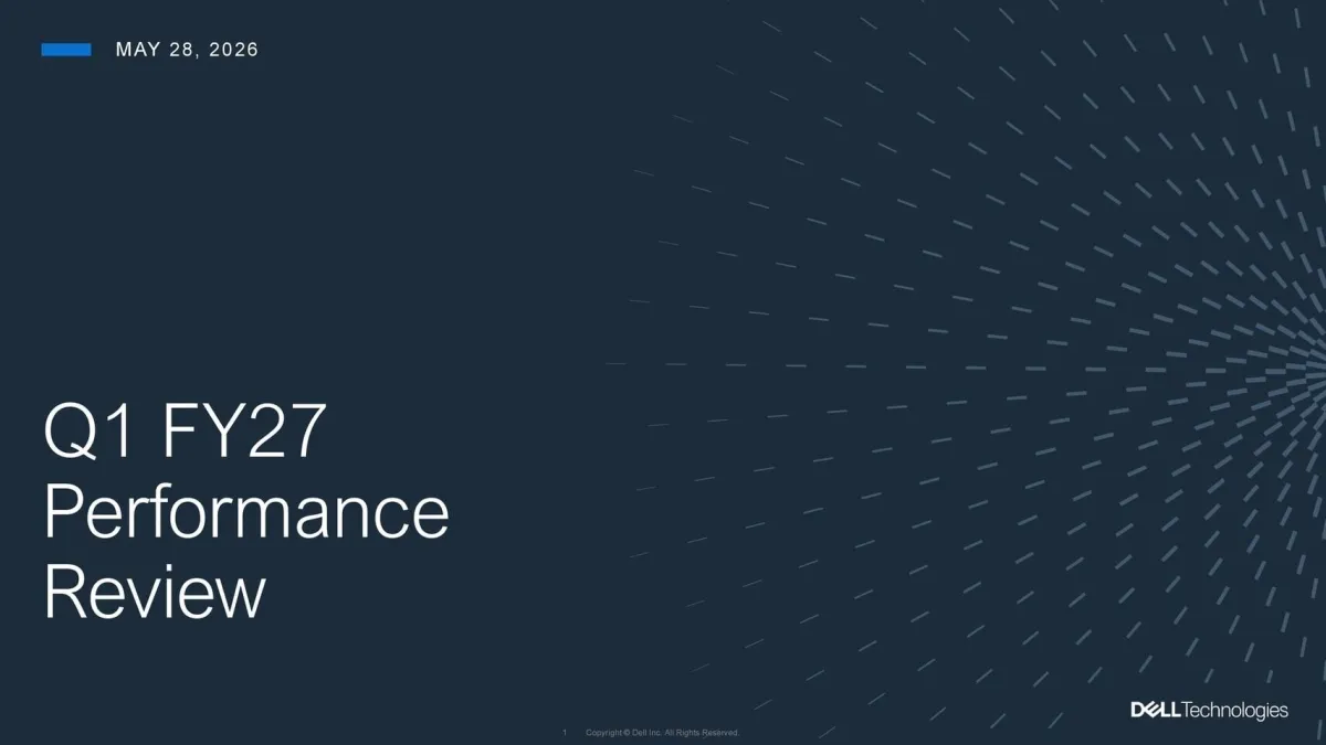 Dell Technologies Q1 fiscal 2027 financial report showing record revenue and earnings growth.