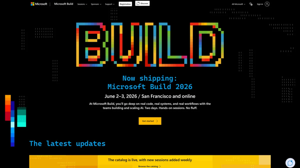 Microsoft Build conference stage and event branding