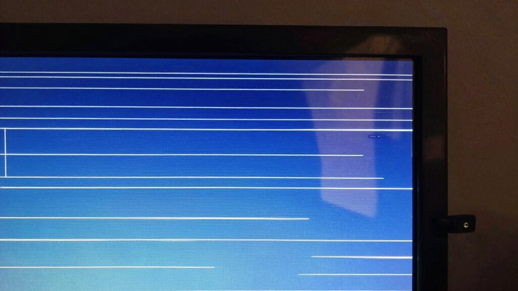 External monitor displays flickering artifacts resulting from signal bandwidth limitations and synchronization mismatches.