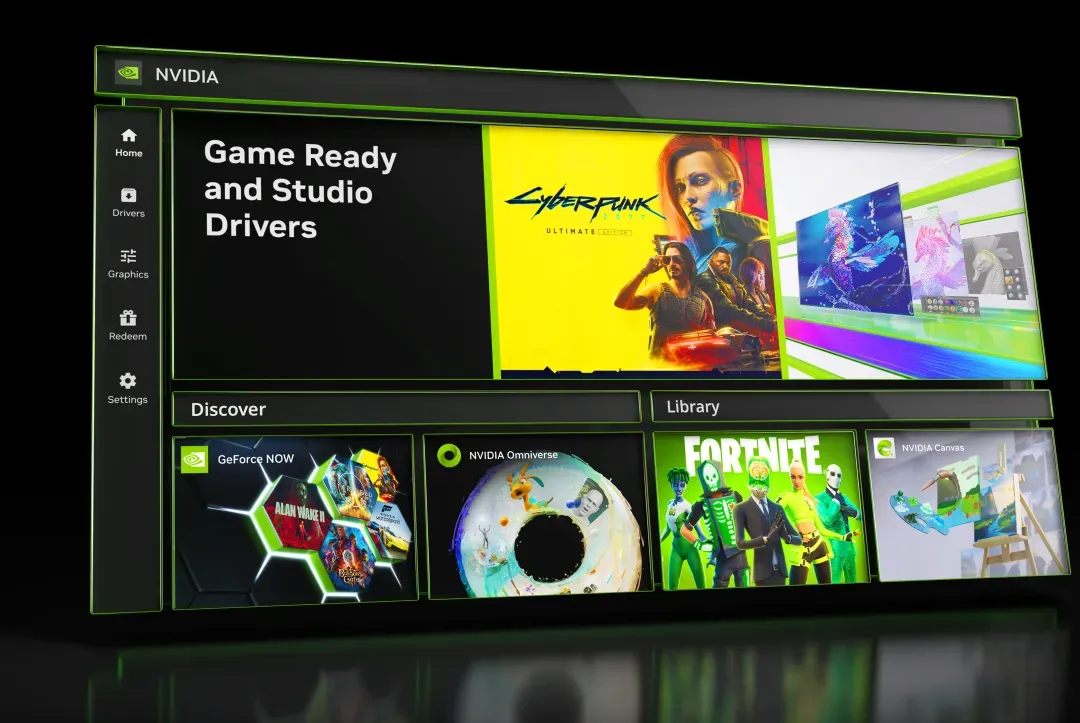The NVIDIA App interface replaces the legacy Control Panel software on a desktop display.