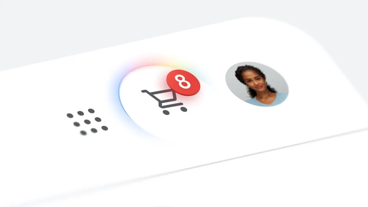 The Google Search interface displays the Universal Cart feature with automated product comparisons and checkout tools.