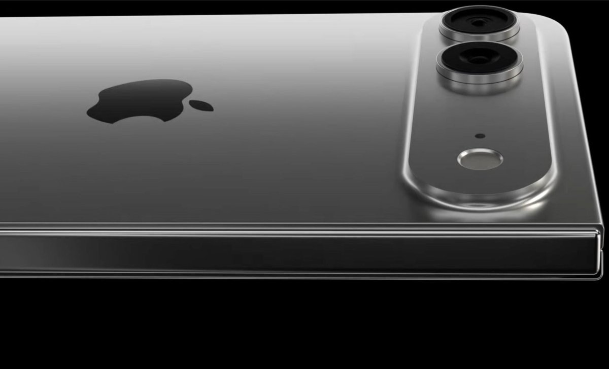A detailed view of a foldable iPhone hinge mechanism highlighting its internal components and metal casing.