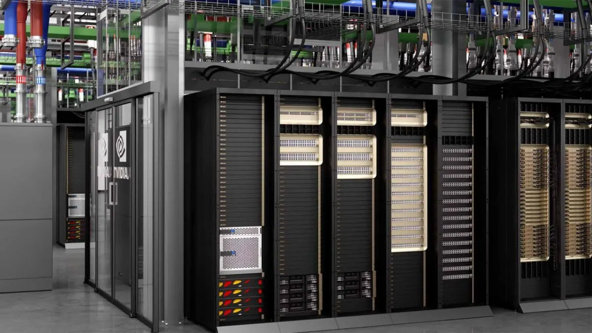 AI server rack showing memory modules and hardware architecture
