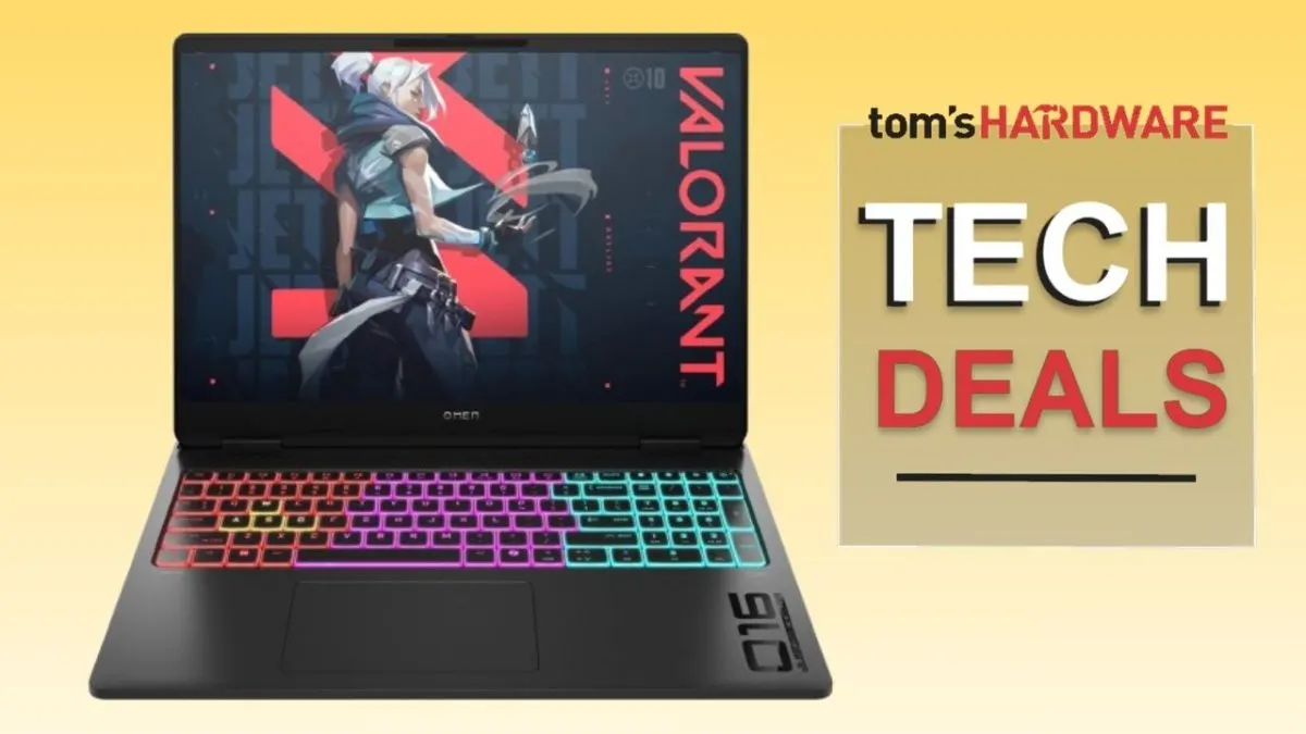 The HP Omen Max gaming laptop features an RTX 5080 GPU, 32GB DDR5 RAM, and an Intel 275HX CPU.