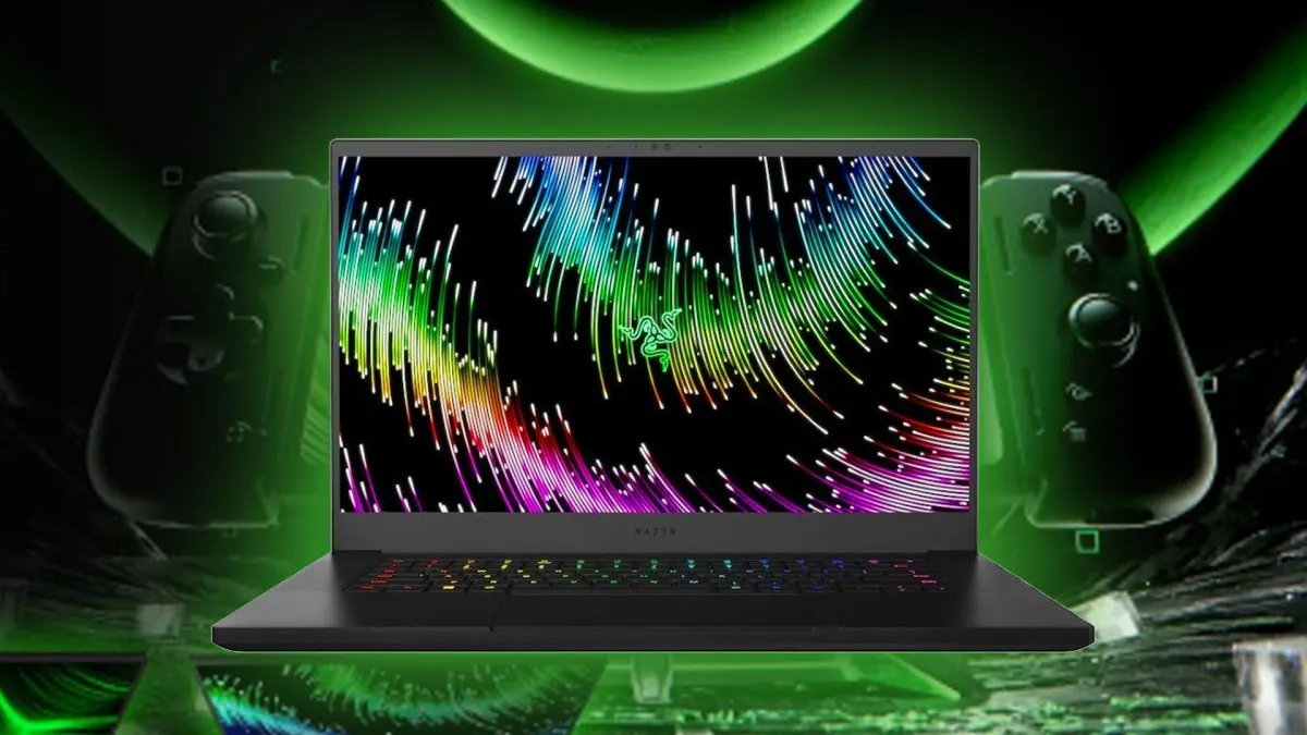 The promotional bundle includes a Razer Blade laptop, an Android gaming tablet, and a detachable mobile controller.