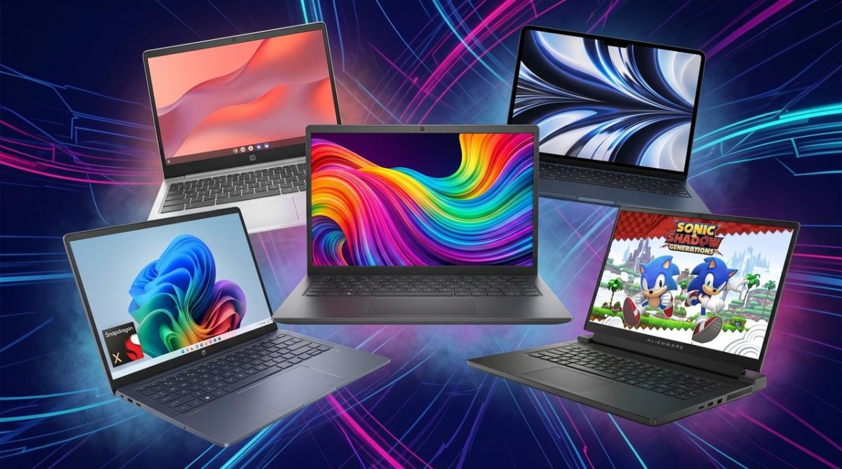 Laptops illustrating Memorial Day pricing adjustments for Chromebooks, business, and gaming.