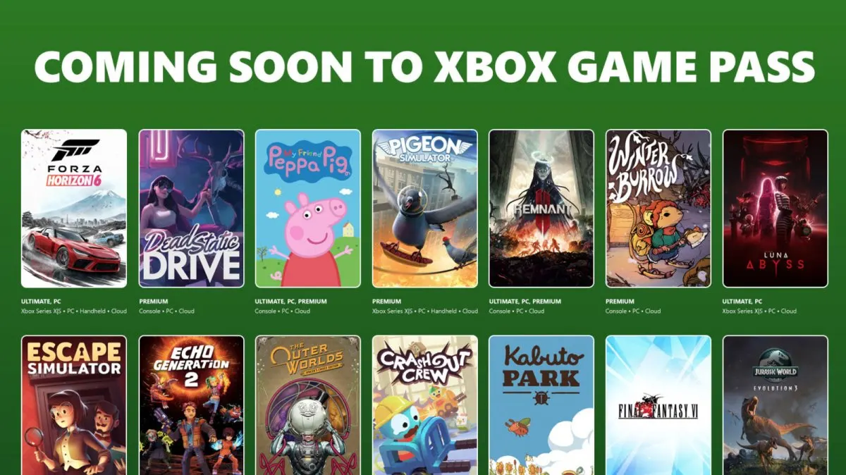 Late May Xbox Game Pass additions including Forza Horizon 6, Remnant II, and Luna Abyss with tier changes.