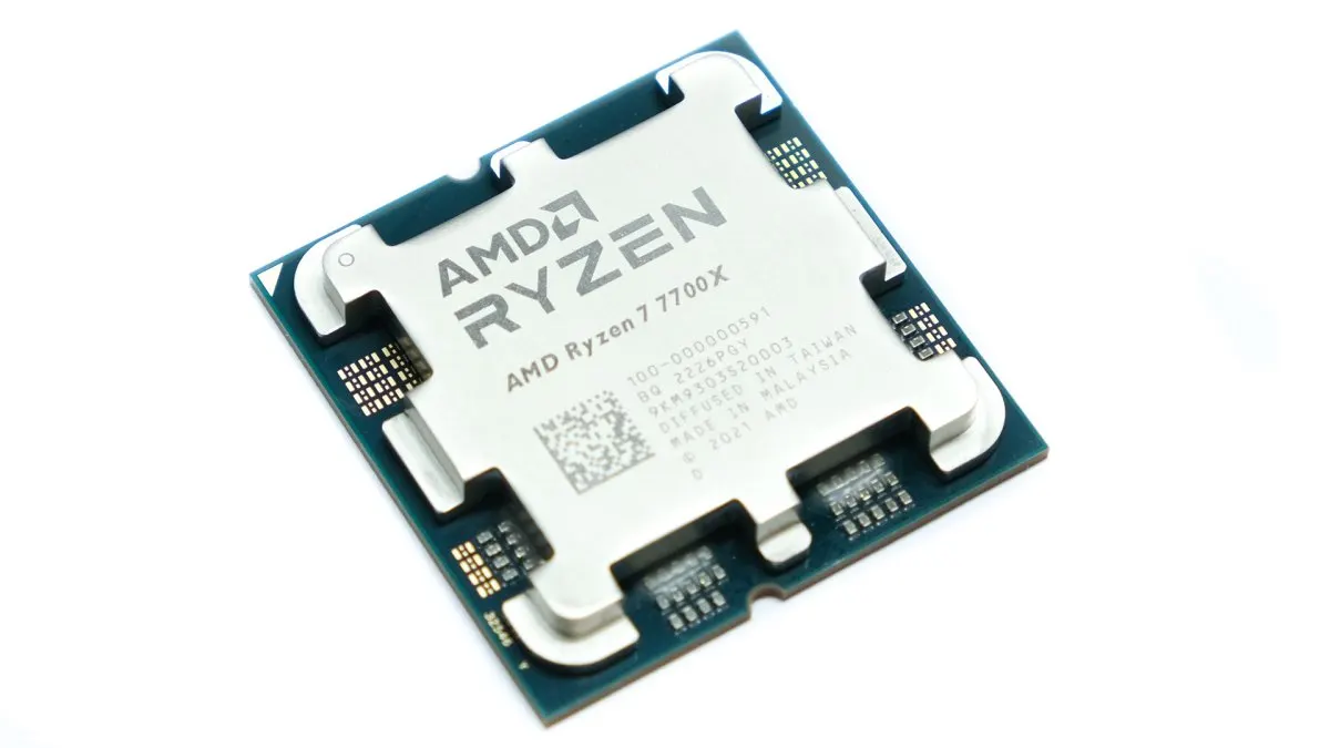 AMD Ryzen 7 7700X desktop processor with integrated heat spreader