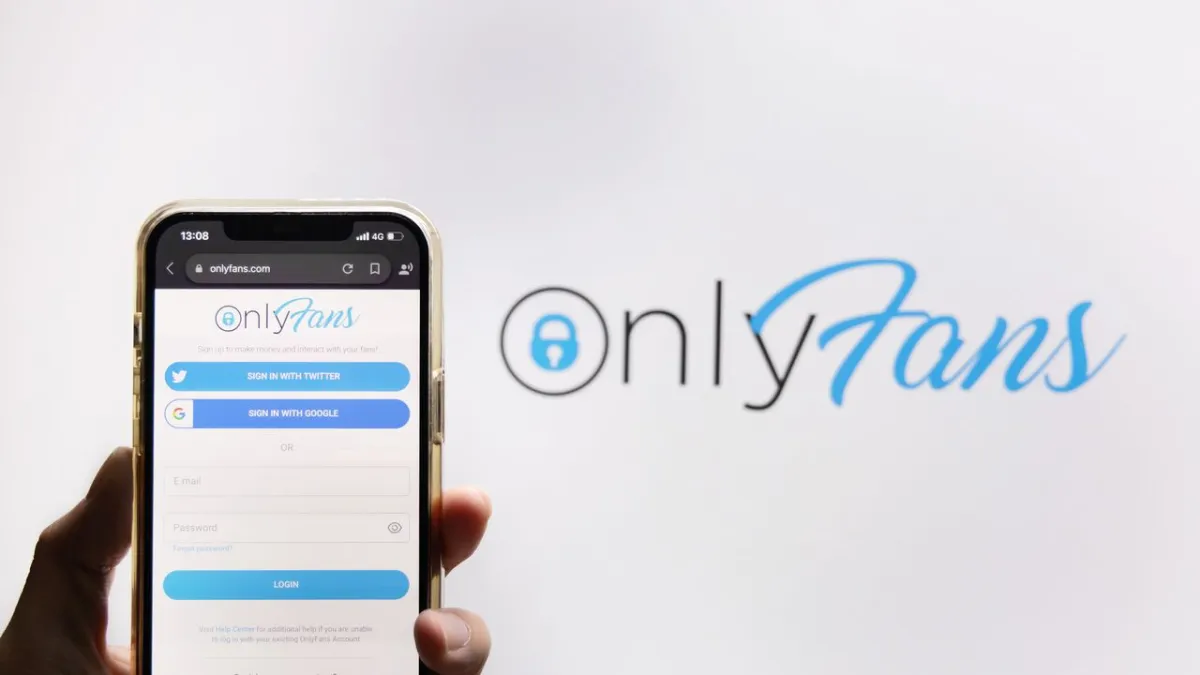 A dark web interface displays a listing for an alleged data breach containing millions of OnlyFans records.