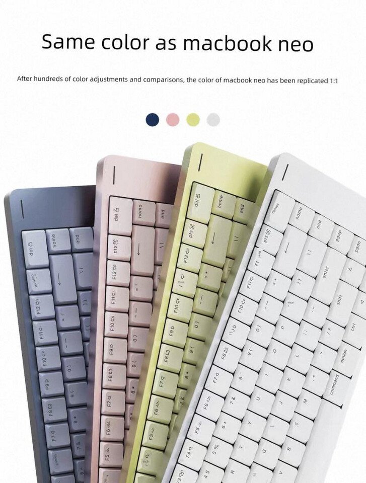 The Lofree Flow 2 mechanical keyboard features Apple-inspired colorways matching the MacBook Neo series.