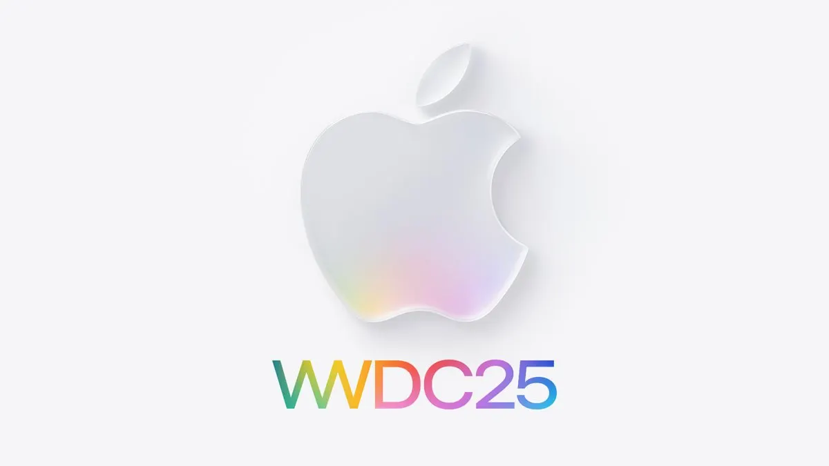 The Apple logo appears on a stage during the annual developer conference keynote presentation.