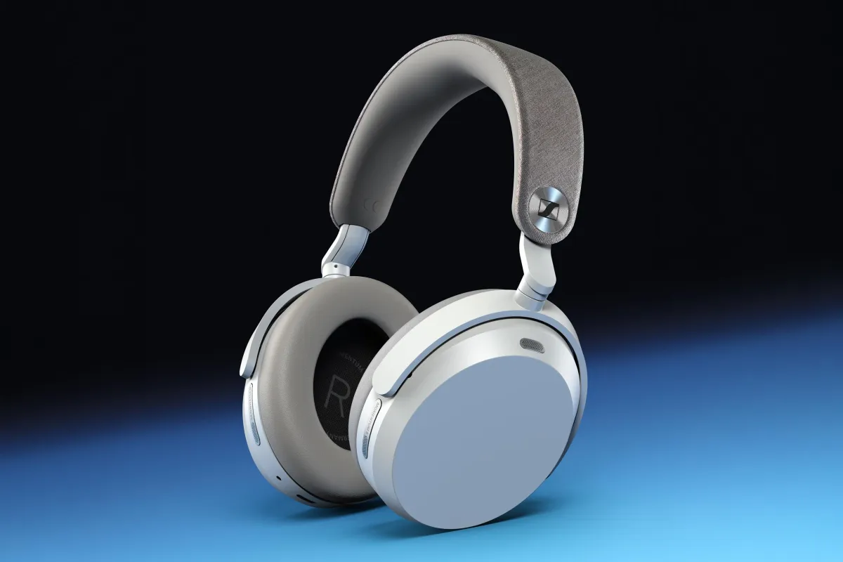 Sennheiser Momentum 5 Wireless headphones with user-replaceable battery and quadrupled microphone array.