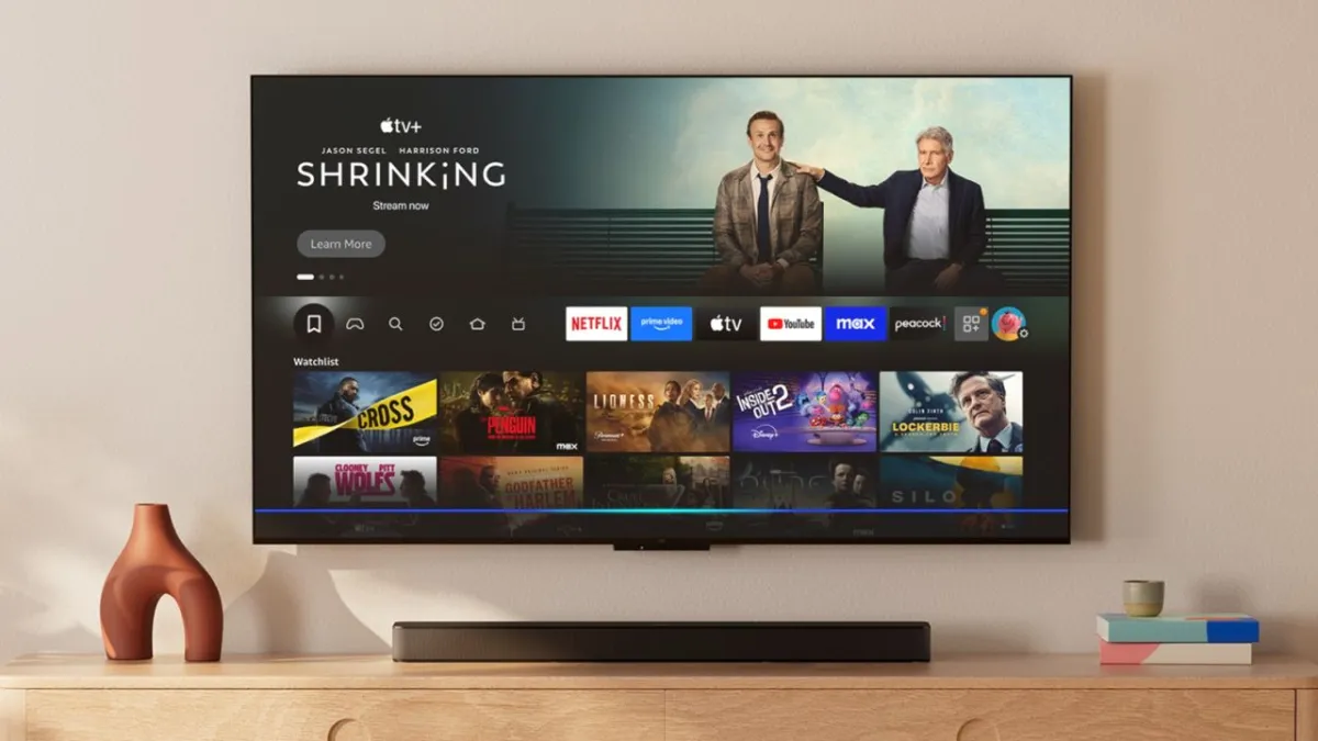 A full-screen pop-up advertisement interrupts the Amazon Fire TV startup sequence.