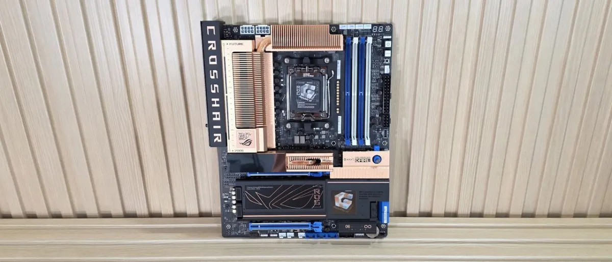 Asus ROG Crosshair 2006 motherboard featuring a copper-inspired retro design and modern X870E architecture.