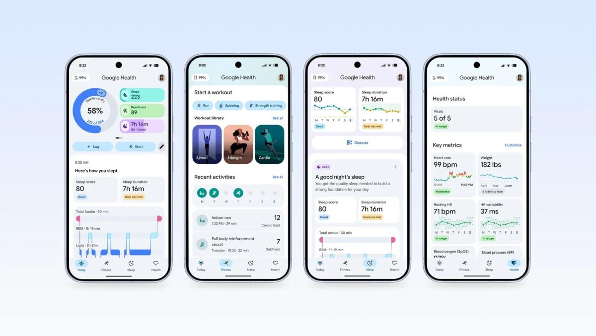 Google Health app interface displayed on a smartphone screen