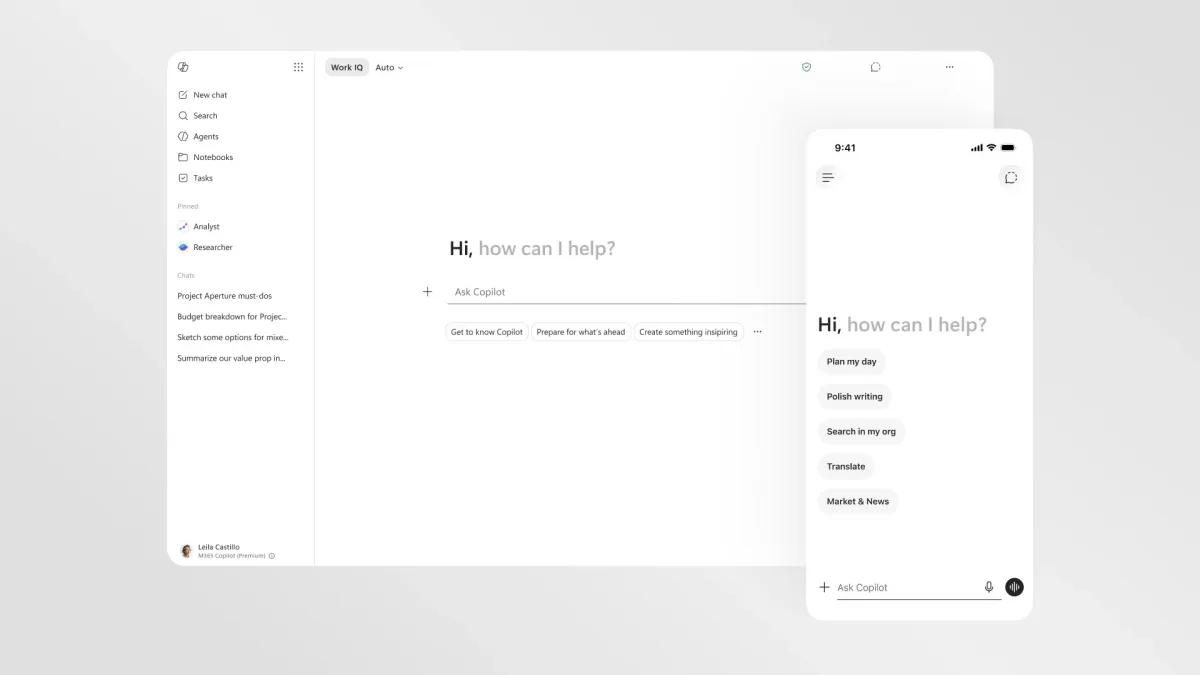 Microsoft 365 Copilot interface showing an expanded prompt input area and streamlined layout for faster performance.