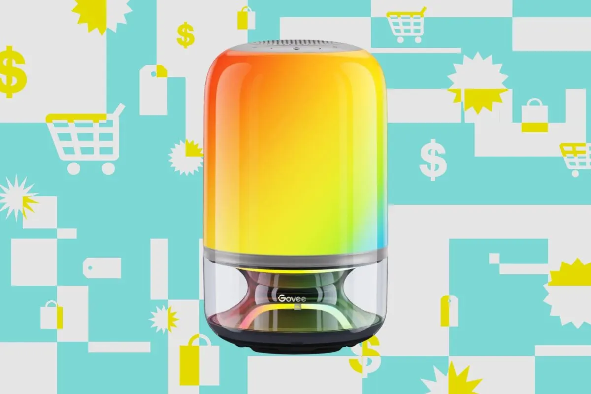 The Govee Table Lamp 2 Pro X Sound by JBL displays its RGB lighting and compact design.