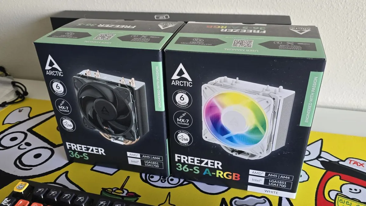 The Arctic Freezer 36-S is a compact single-tower CPU cooler with copper heatpipes and a high-static-pressure fan.