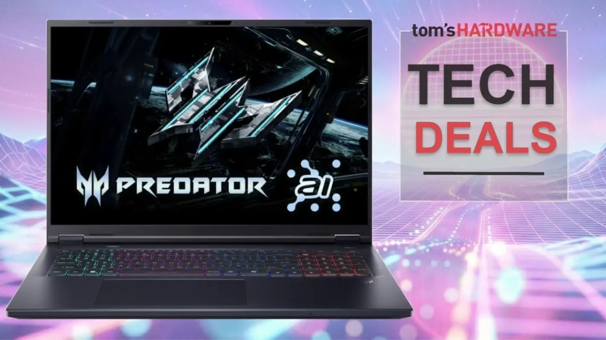 Front view of the Acer Predator Helios Neo 18 gaming laptop with its lid open.