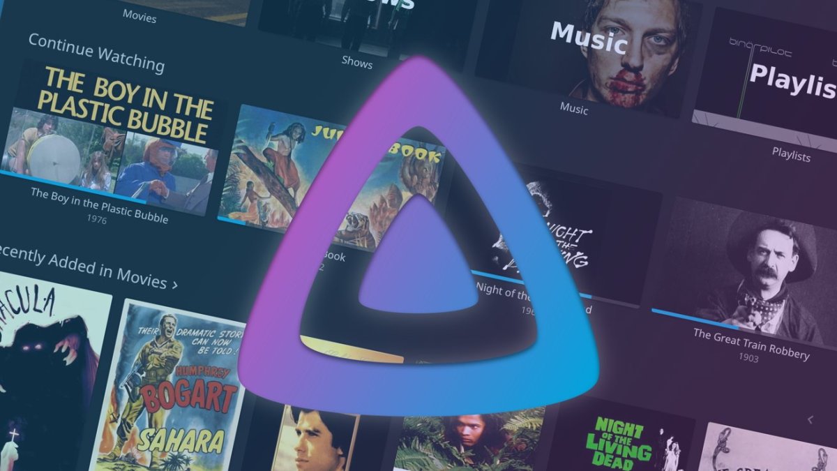 The Jellyfin media server interface runs on a macOS desktop.