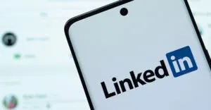 A digital graphic illustrating LinkedIn filtering low-quality artificial intelligence content from professional networks.