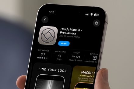 Halide Mark III app screen displaying expanded manual exposure controls and curated film simulation profiles.