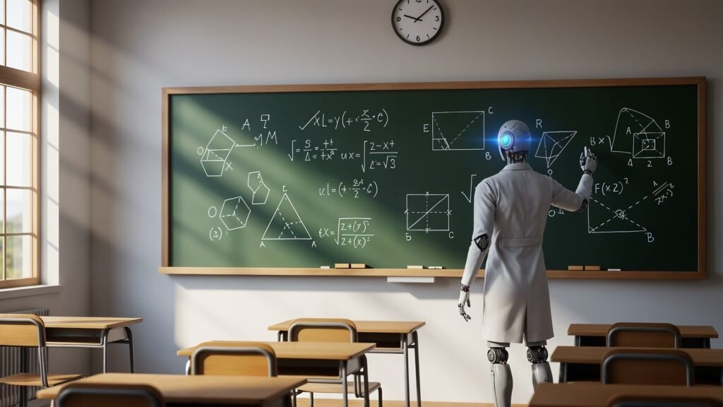 Artificial intelligence verifies a decades-old mathematical proof in this conceptual diagram.
