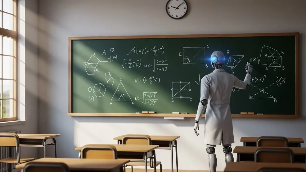 Artificial intelligence verifies a decades-old mathematical proof in this conceptual diagram.