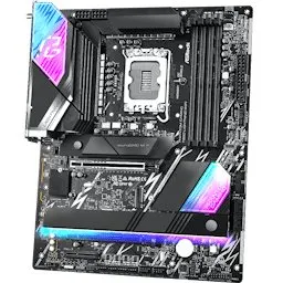 A Z890 motherboard features the LGA1851 socket alongside its power delivery components.