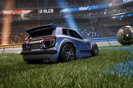 Rocket League gameplay illustrates the updated interface and competitive matchmaking infrastructure.