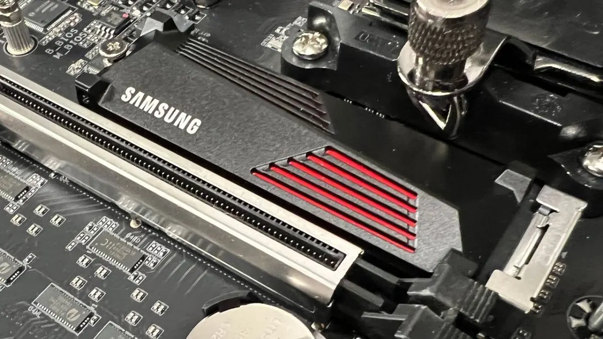 A close-up photograph displays solid state drive labels and testing equipment used to verify hardware authenticity.