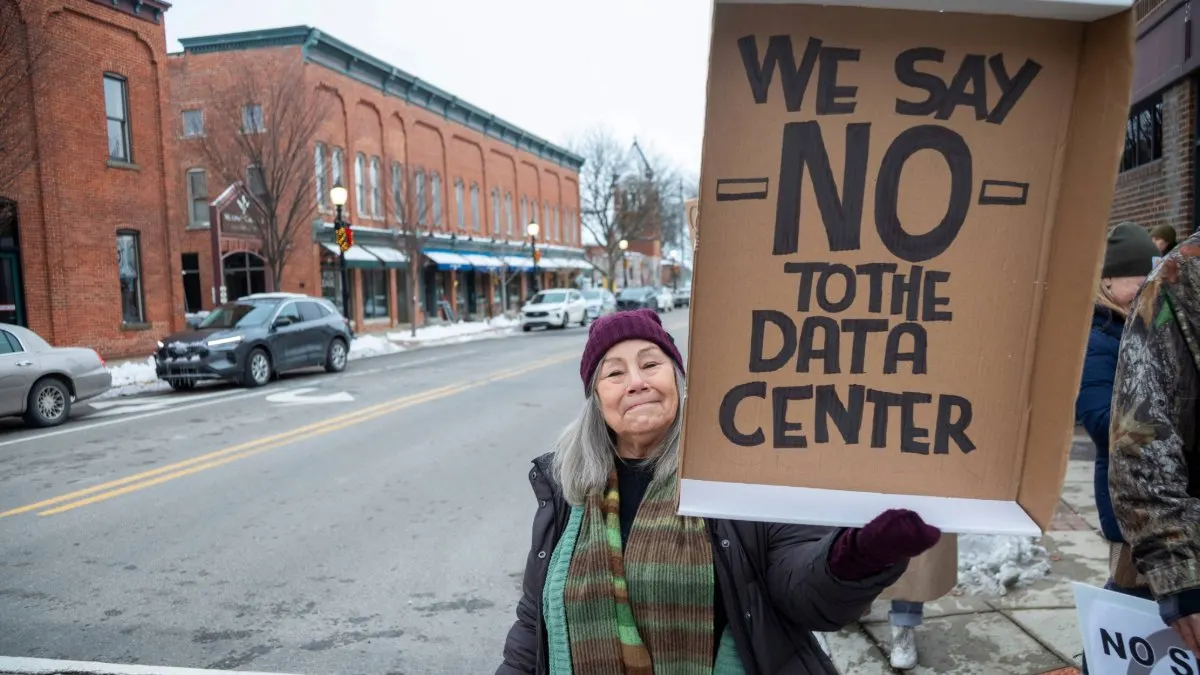 Pennsylvania residents protest rapid data center expansion due to environmental strain and rising utility costs.