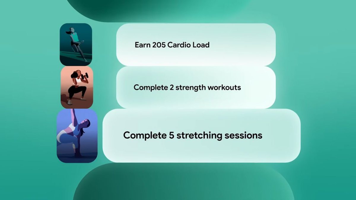 The Google Health app interface displays the new AI wellness coach dashboard alongside consolidated fitness tracking metrics.