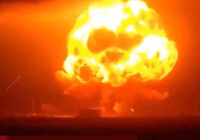 Blue Origin's New Glenn rocket explodes in a massive fireball during a static fire test at Launch Complex 36.