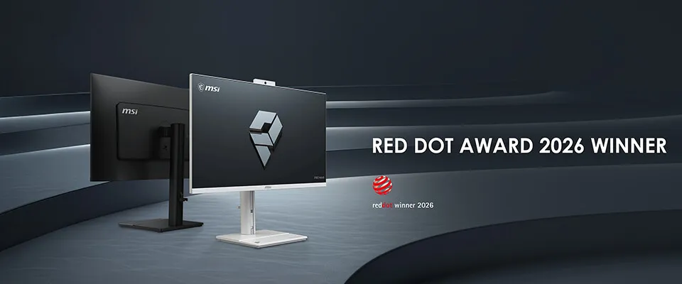 MSI PRO MAX 27P and 27TP All-in-One PCs feature a 120 Hz display and Red Dot Award winning design for professional use.
