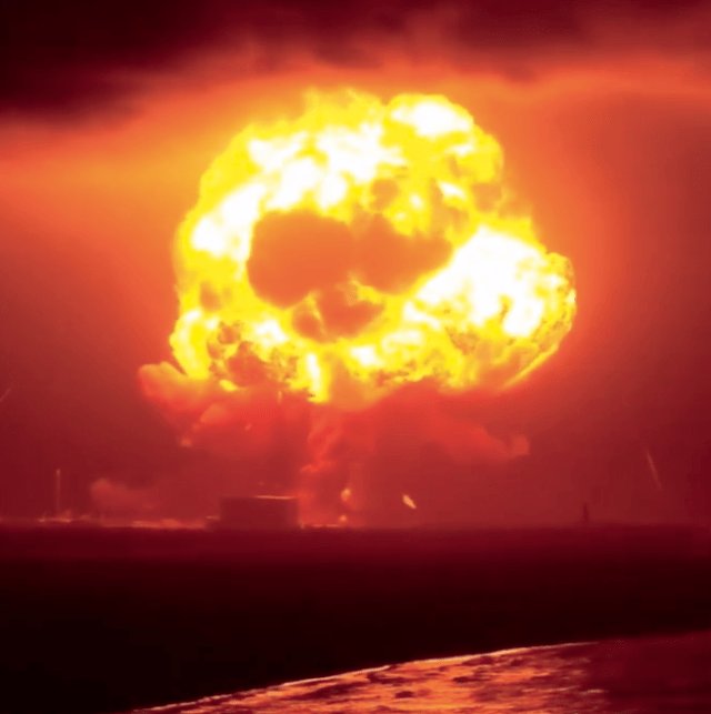 Blue Origin New Glenn rocket explosion during a static fire test at Cape Canaveral launch pad.