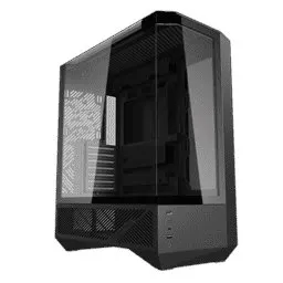 darkFlash DY460 compact mid-tower PC chassis with bent glass side panel and integrated ARGB lighting.