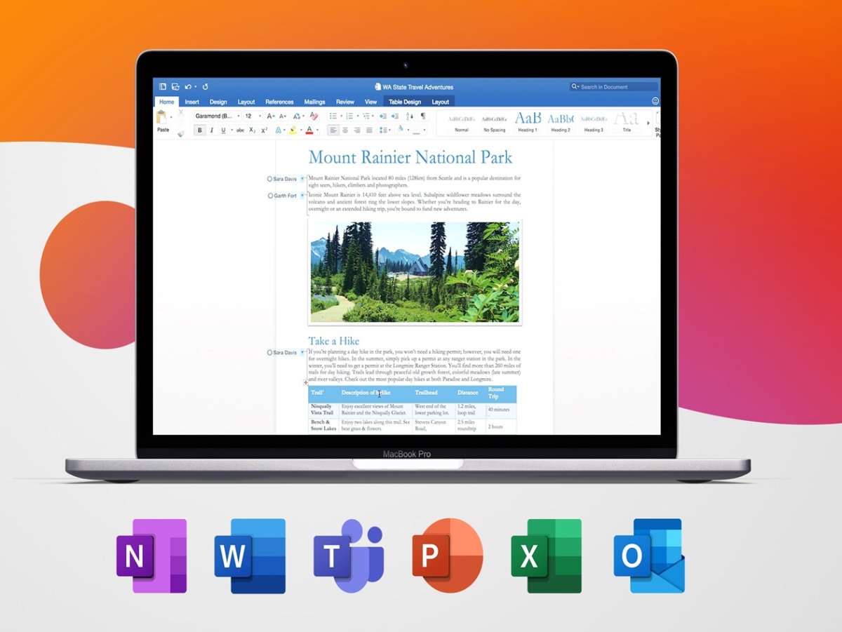 A refurbished MacBook Pro 13 laptop sits next to a Microsoft Office lifetime license package.
