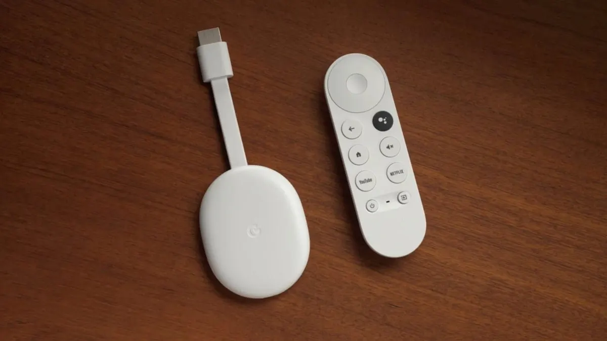 A Google Chromecast with Google TV device displays the Gemini AI integration interface.