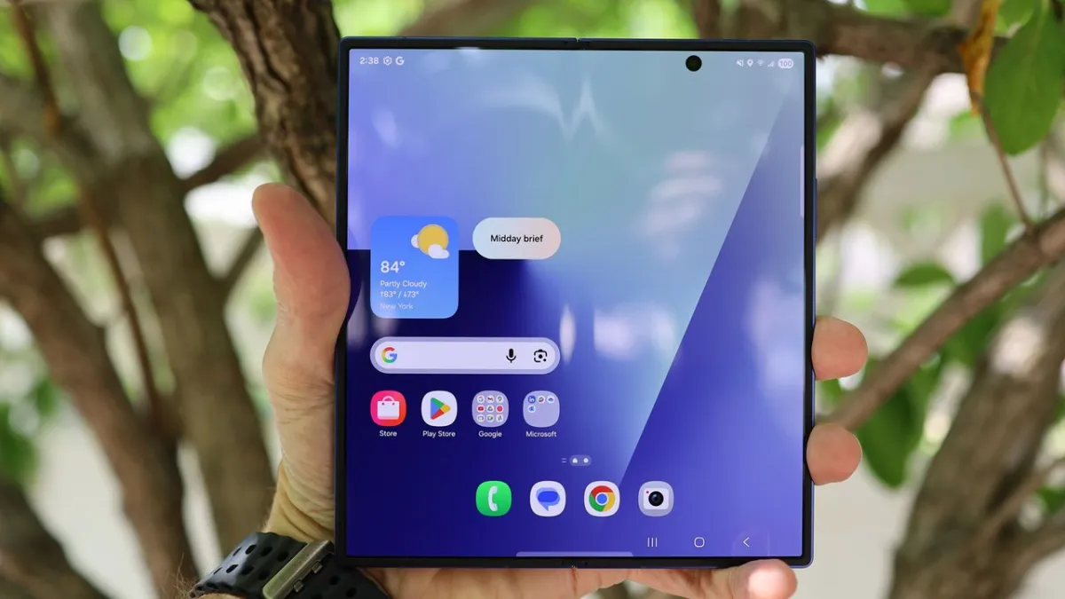 A leaked Samsung Galaxy Z Fold 8 prototype demonstrates a thinner chassis and wider display design.