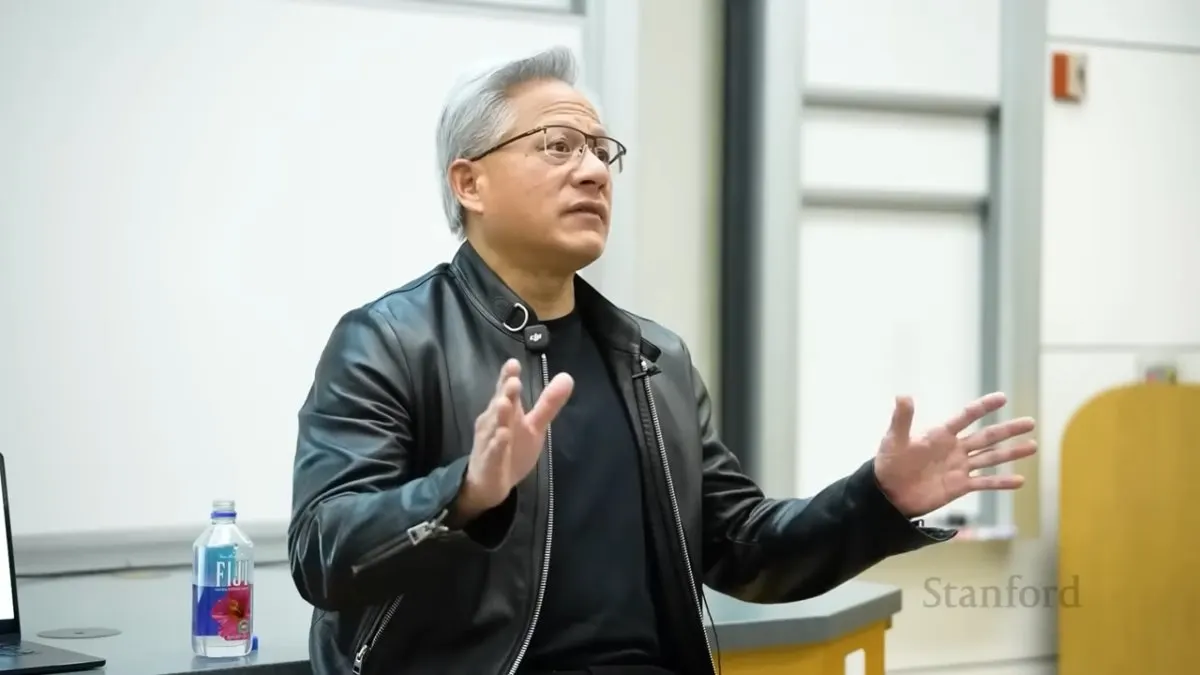NVIDIA CEO Jensen Huang discusses artificial intelligence chip export policies and technological leadership.