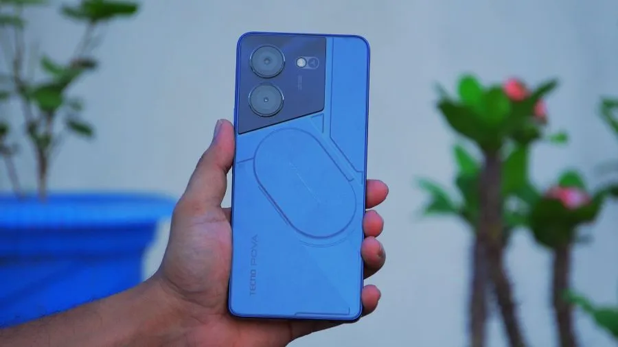 The TECNO POVA 5 Pro 5G smartphone displays its front and rear design.