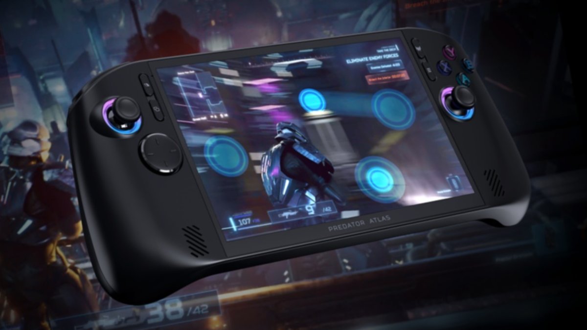 Acer Predator Atlas 8 gaming handheld featuring an eight-inch 1200p display and Intel Arc G3 Extreme processor.