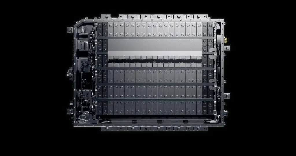 Technical diagram illustrating the architecture and safety standards for automotive solid-state batteries